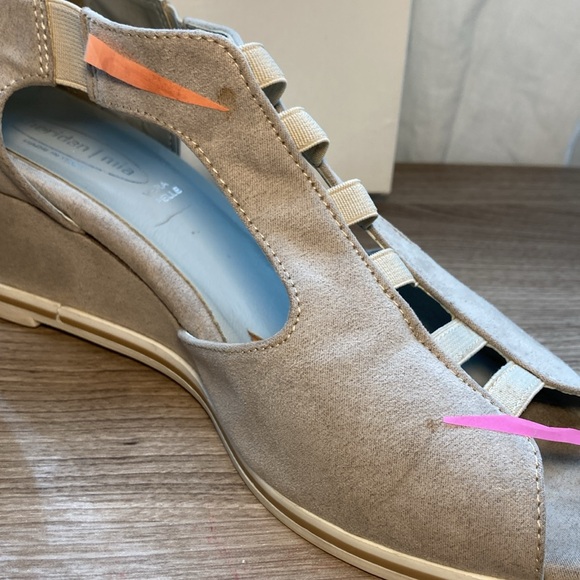 Sheridan Mia Italy wedge peep toe 37 leather suede - Picture 15 of 16